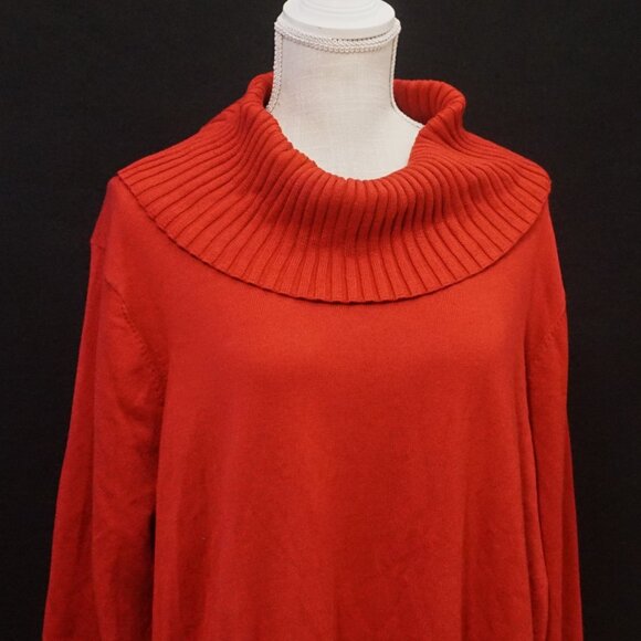 Cable & Gauge Red Jester Cowl Neck Long Sleeve Sweater Women’s 3X - Picture 2 of 10